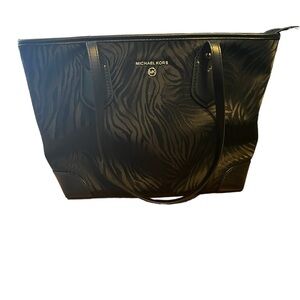 Black Michael Kors Fabric with Leather Trim Tote Bag Like New Condition